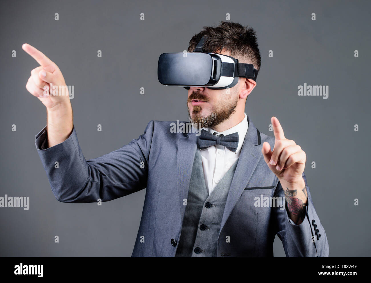 Innovation in business. virtual reality goggles. Modern business. Digital  future and innovation. bearded man wear wireless VR glasses. businessman in VR  headset. Visual reality. use future technology Stock Photo - Alamy