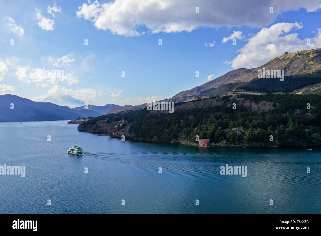 Fujisan across lake Ashi Stock Photo