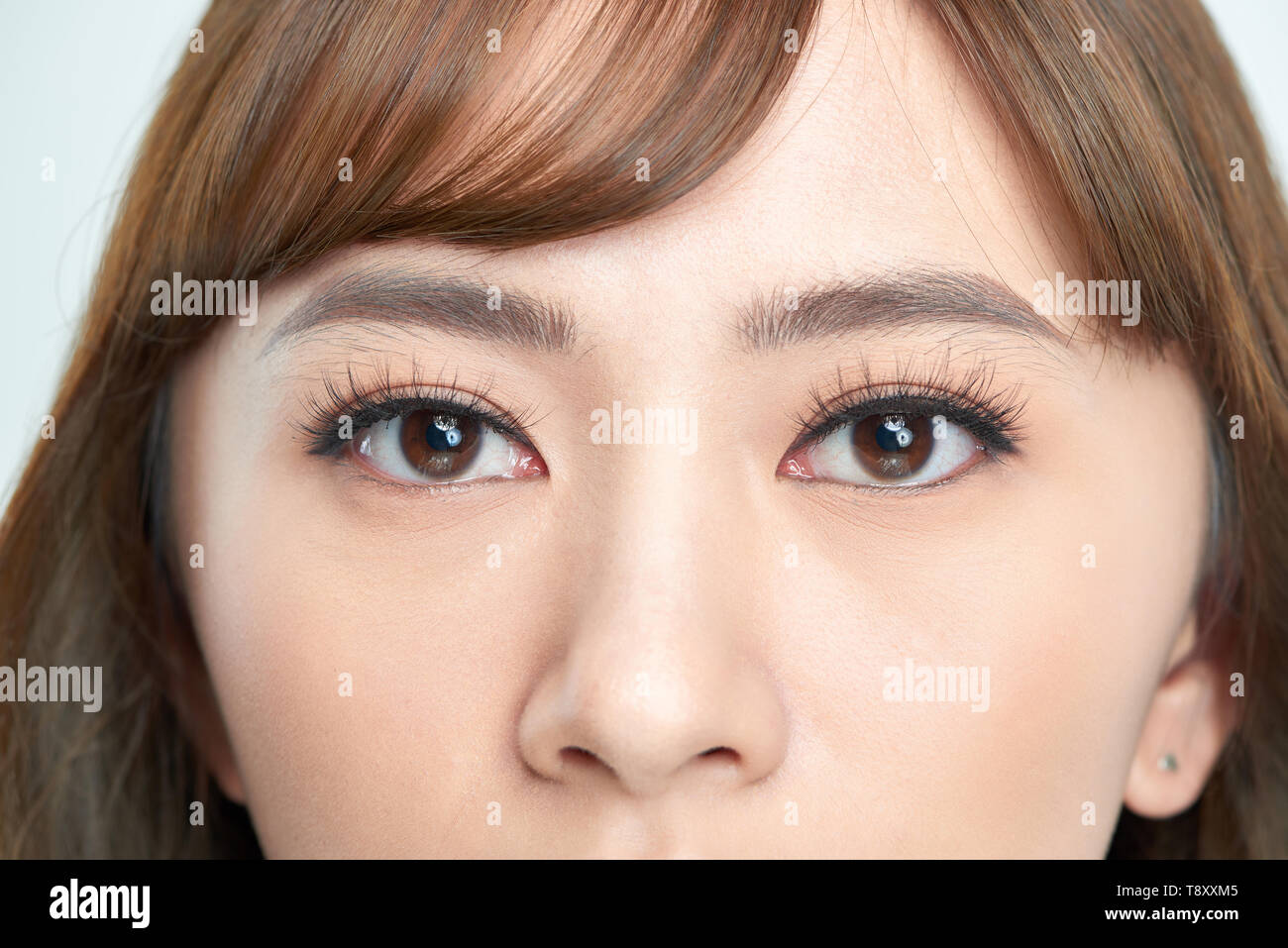 Closeup shot of young woman eyes makeup Stock Photo