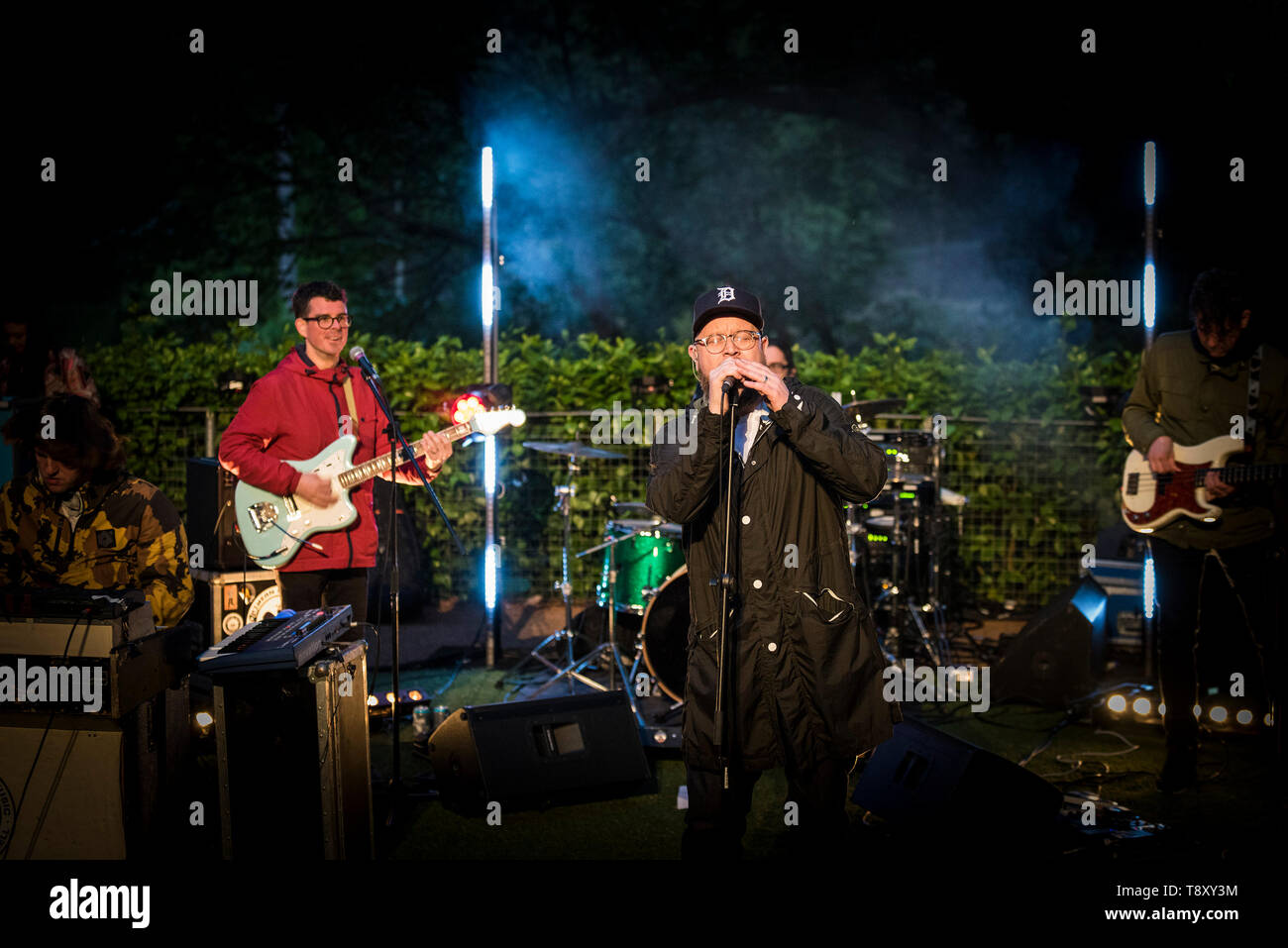 Smoove & Turrell, a group from North East of England performing their Northern Funk at Trebah Garden in Cornwall. Stock Photo