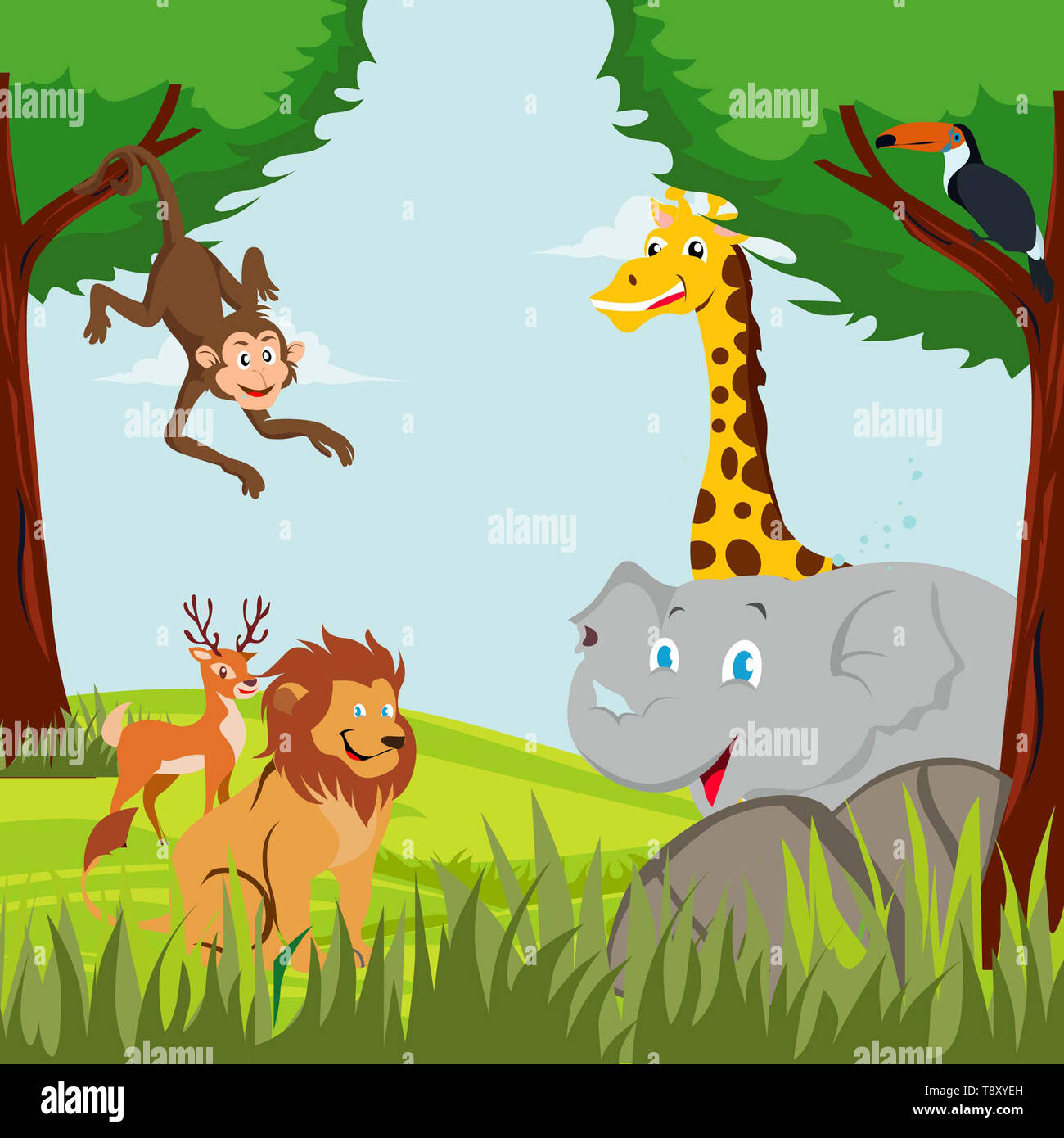 different animals and birds in the forest., illustration Stock Photo - Alamy different animals and birds in the forest., illustration Stock Photo - Alamy