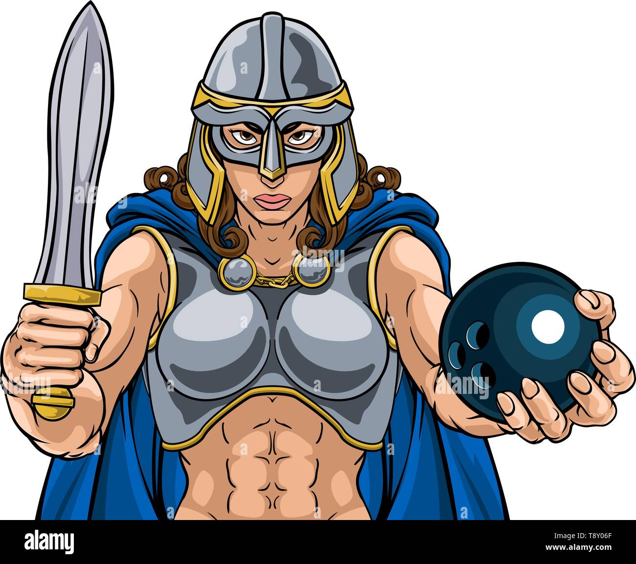Viking Female Gladiator Bowling Warrior Woman Stock Vector Image