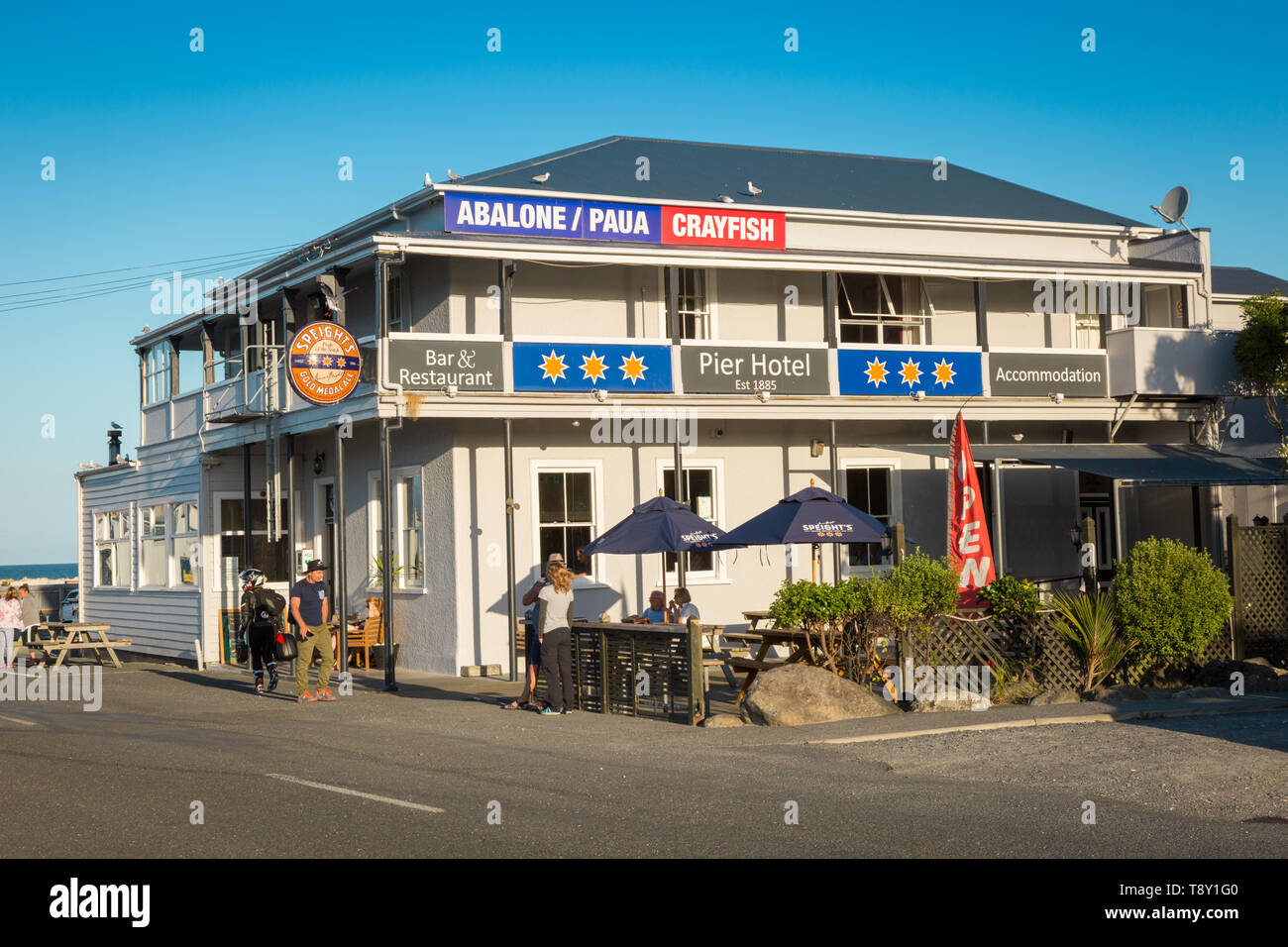 The Pier Hotel, Kaikoura, South Island, New Zealand Stock Photo