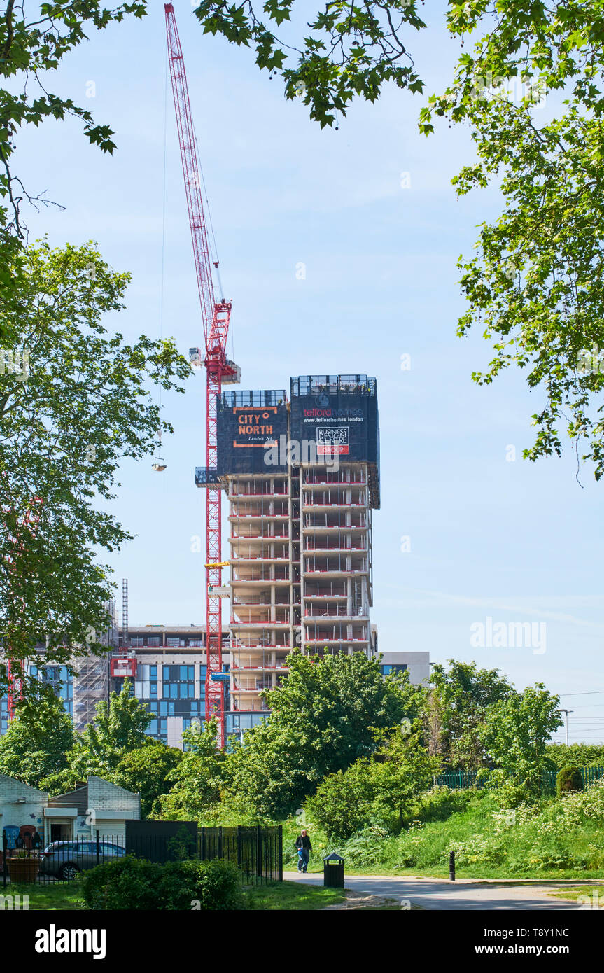 View of the new City North development, from Finsbury Park, London UK Stock Photo