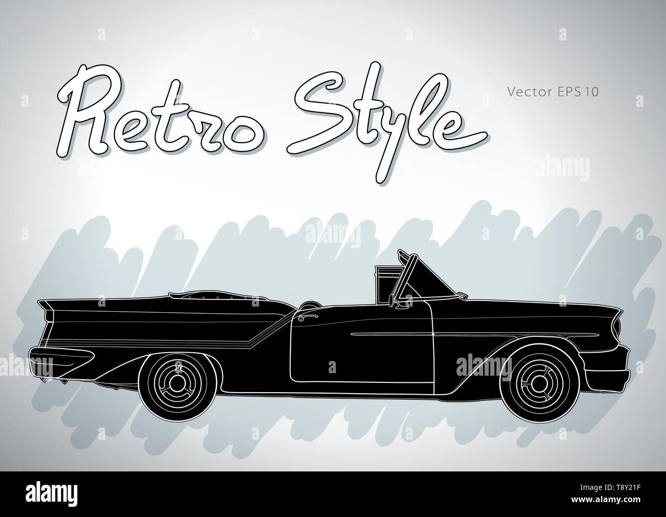 Retro car cabriolet vector draw isolated illustration Stock Vector