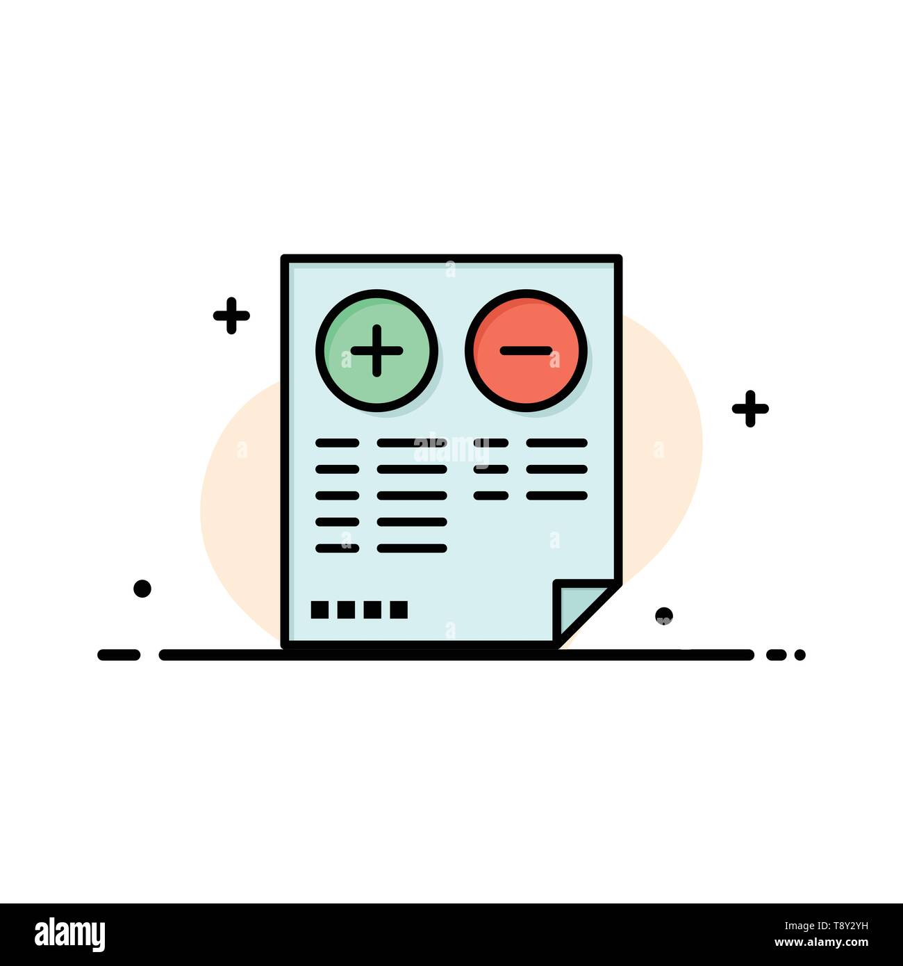 Pros Cons Document Plus Minus Business Flat Line Filled Icon