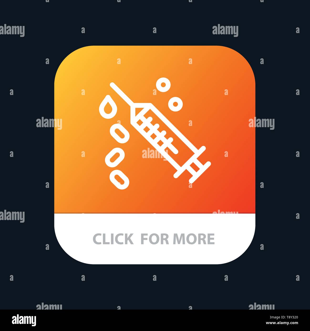Injection, Syringe, Vaccine, Treatment Mobile App Button. Android and