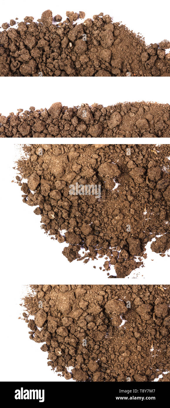 Fertile soil on a white. Set Stock Photo