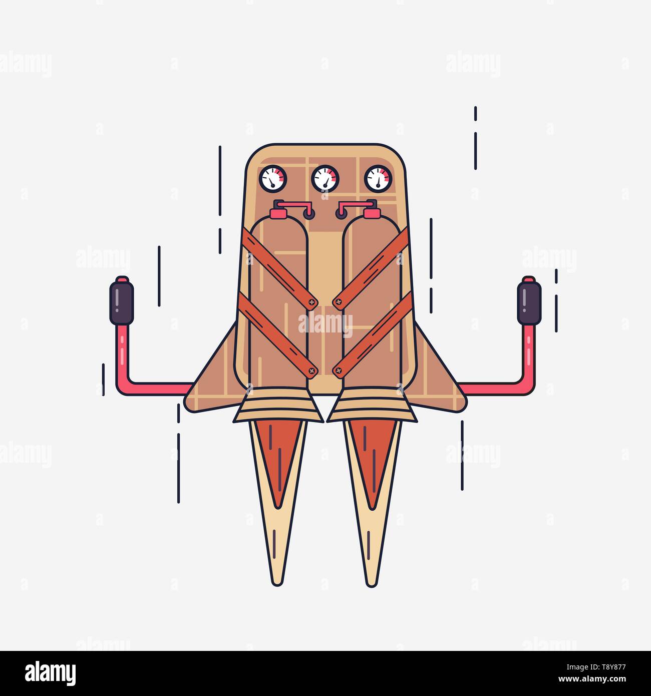 Brown jetpack in space Stock Vector