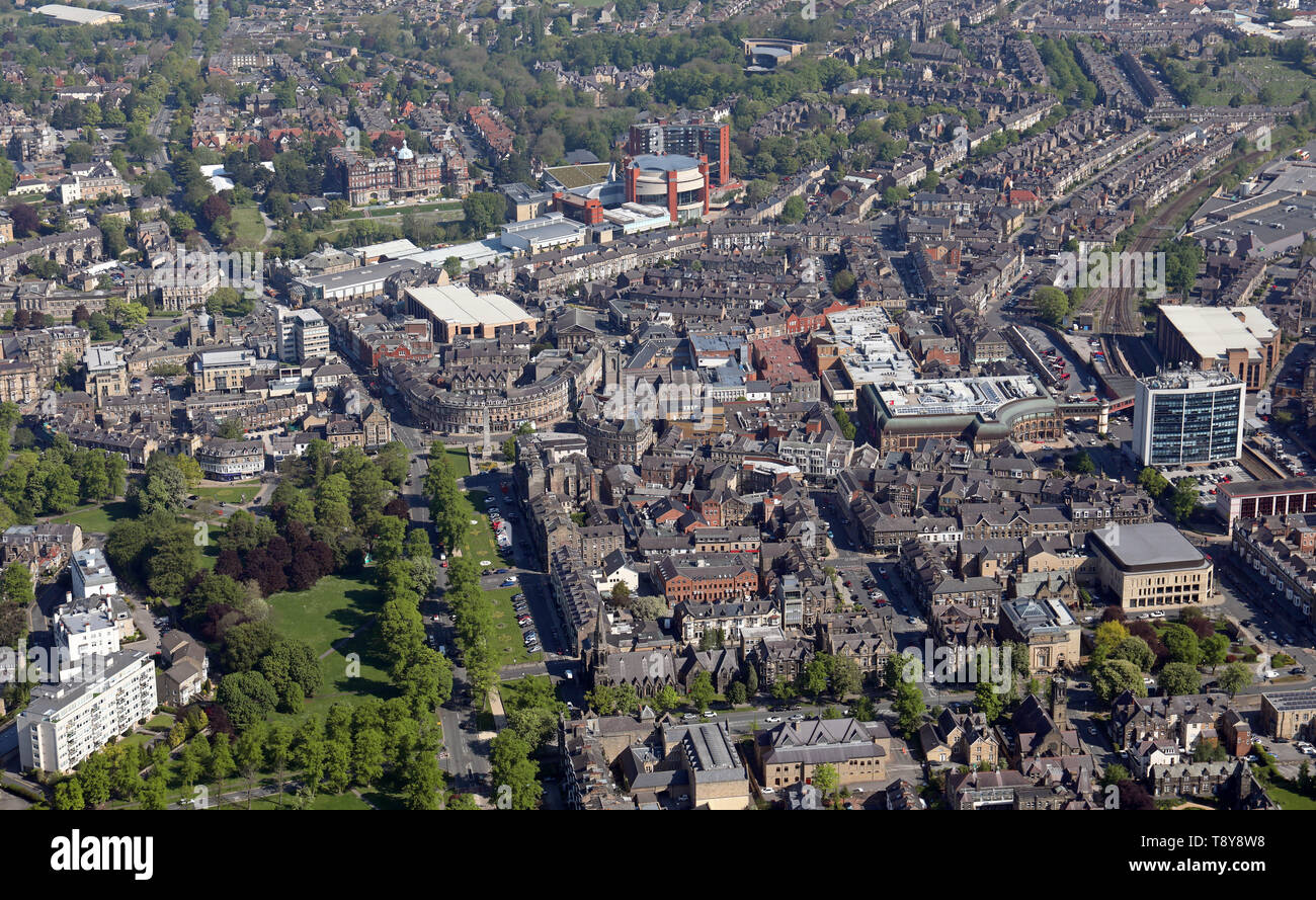aerial view of Harrogate town centre, North Yorkshire Stock Photo