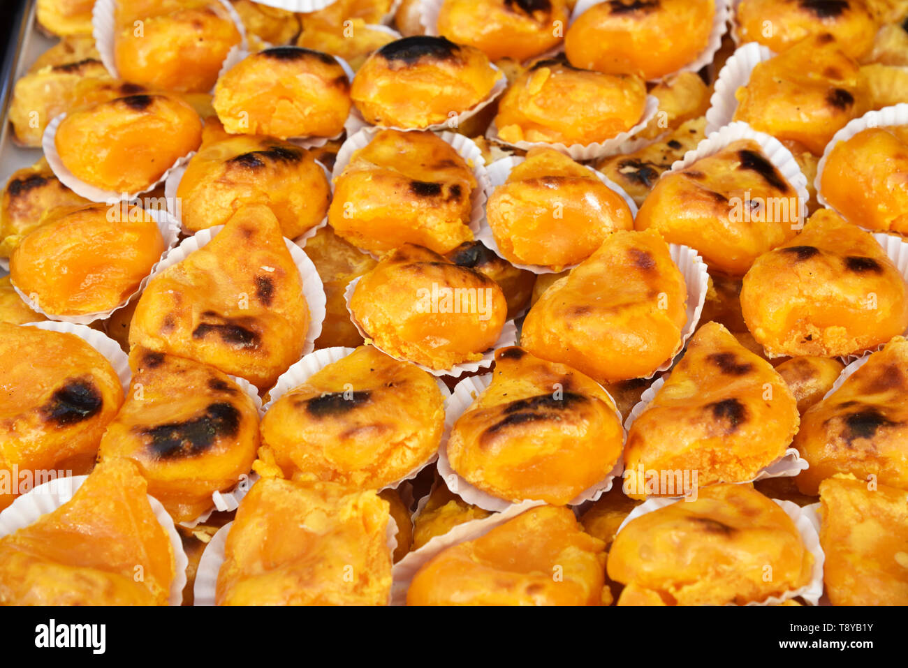 Egg chestnuts (castanhas de ovos), a delicacy of the portuguese gastronomy. Lisbon, Portugal Stock Photo
