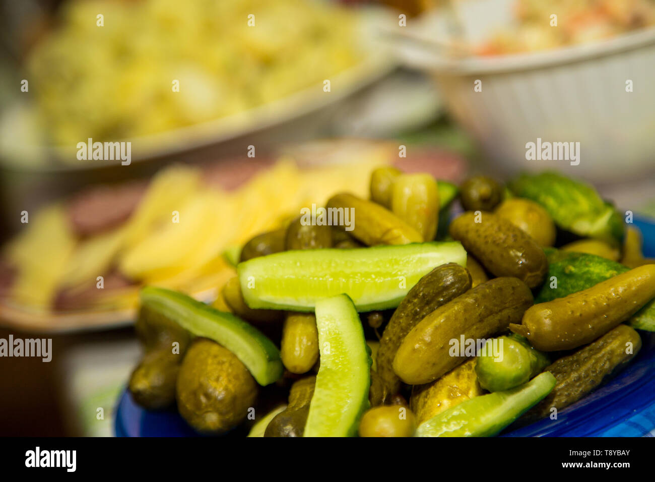 Canned pickles on a plate. Traditional Russian snack Stock Photo Alamy