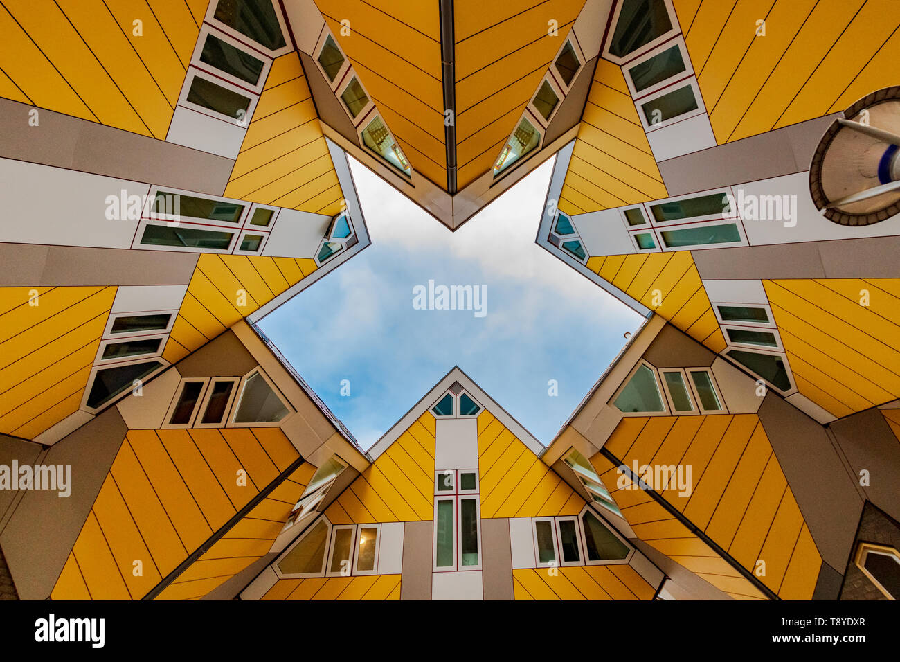Cube houses - Kubuswoningen in Rotterdam Netherlands - architect Piet Blom - yellow houses - modern architecture - modern homes - modern house Stock Photo