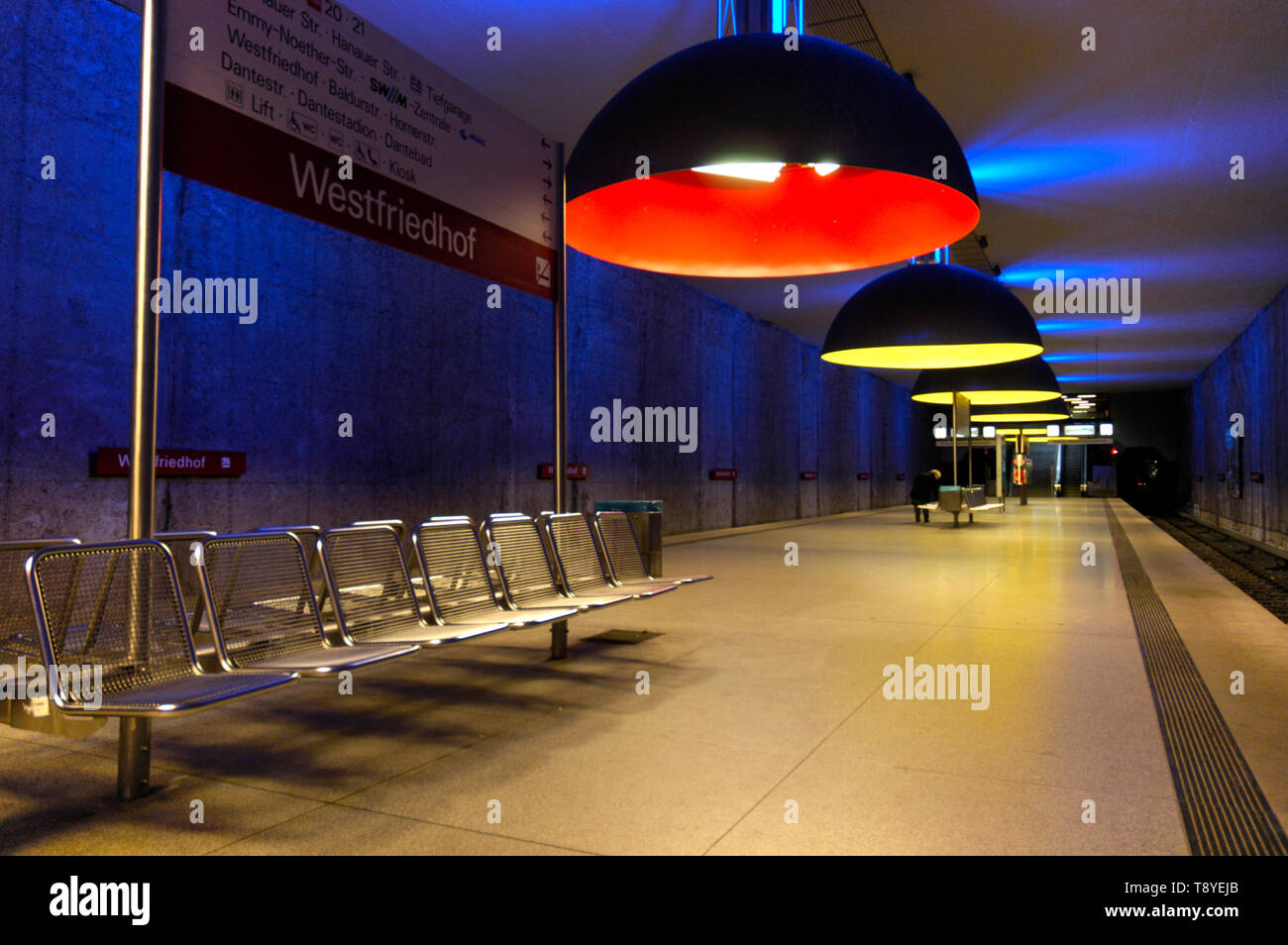 Colorful subway station Westfriedhof in Munich, Germany Stock Photo