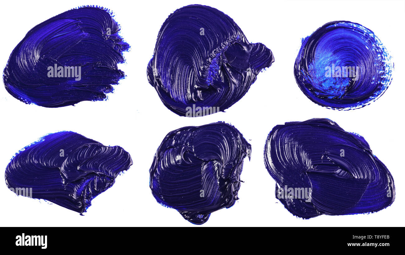 Stain of blue oil paint on white. Set Stock Photo Alamy