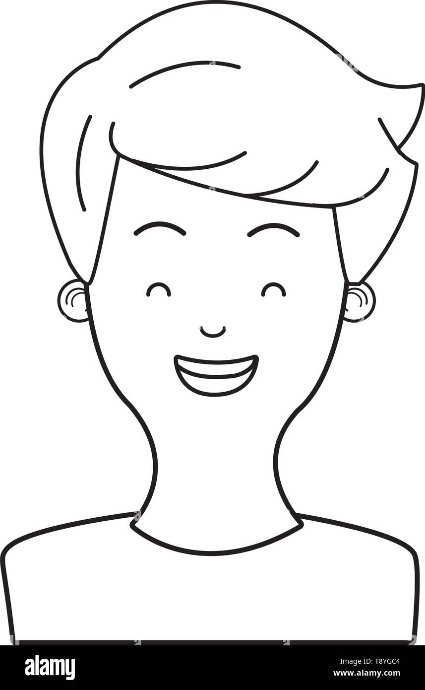 young man cartoon in black and white Stock Vector Image & Art - Alamy