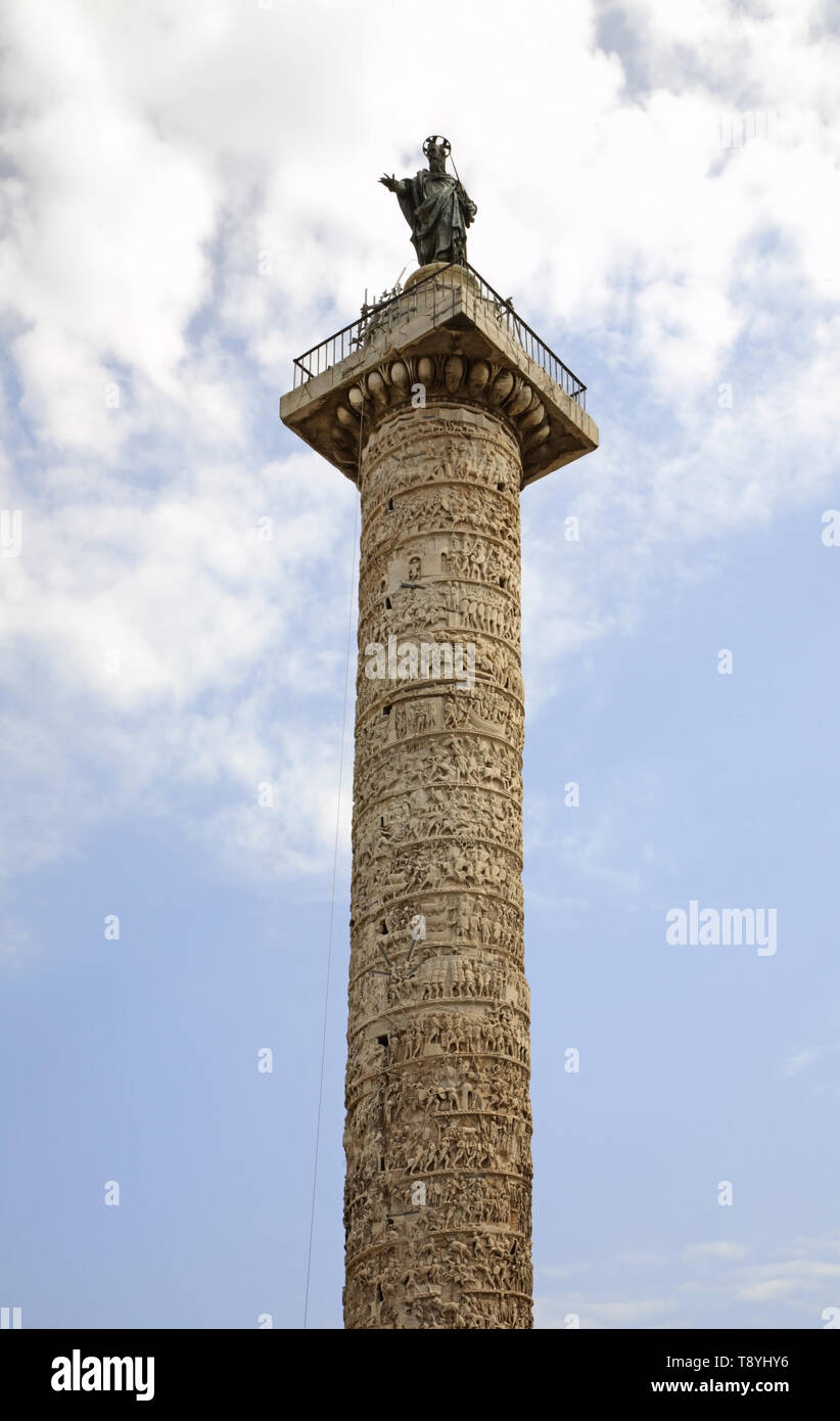 Column of Marcus Aurelius in Rome. Italy Stock Photo - Alamy