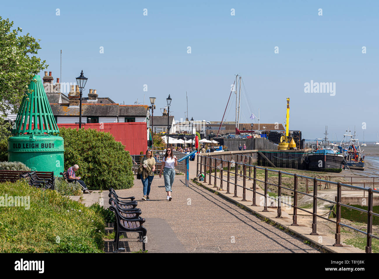Promenade and Old Leigh Buoy leading to Old Leigh, Leigh on Sea, Essex
