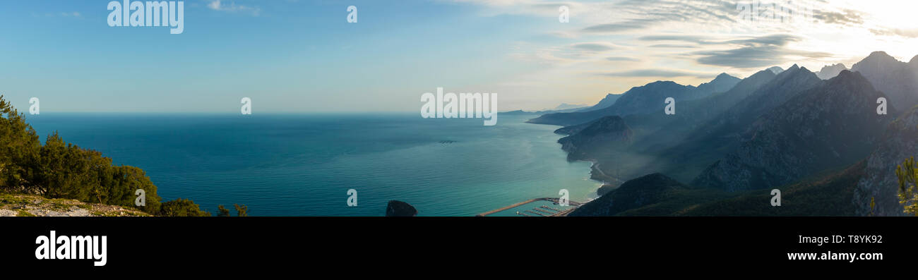 mountain and sea panorama from antalya city, turkey Stock Photo
