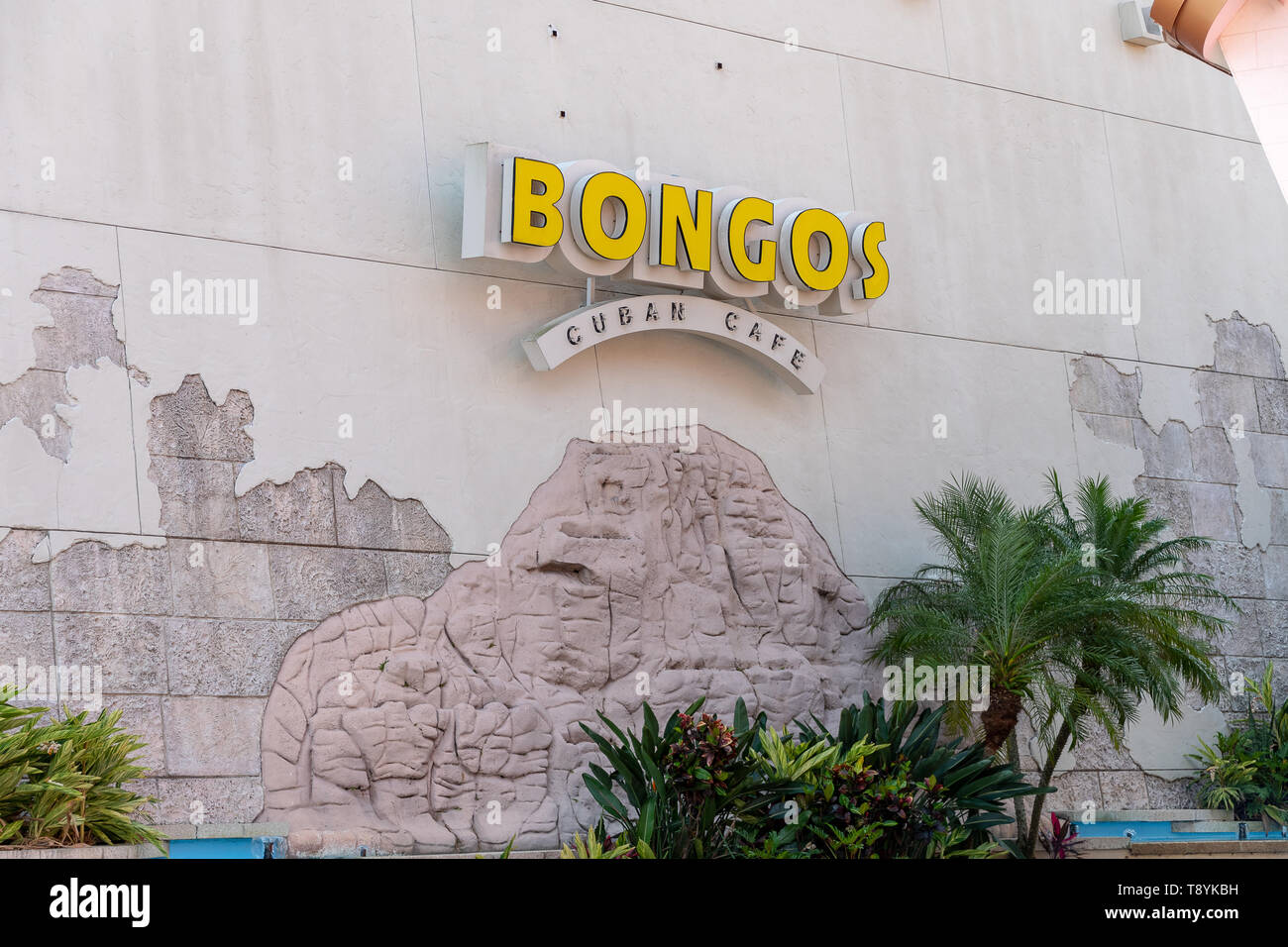 ORLANDO, USA MAY 01 2019 Exterior image of the Bongos Cuban Cafe resturant sign Stock Photo