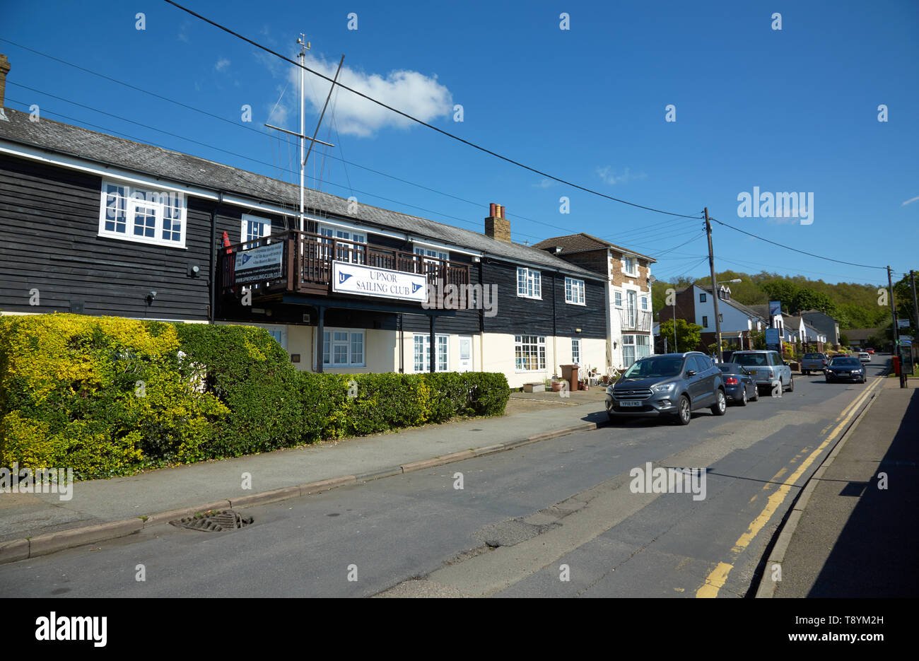 The main street in Lower Upnor, Kent,UK. Showing the location of the