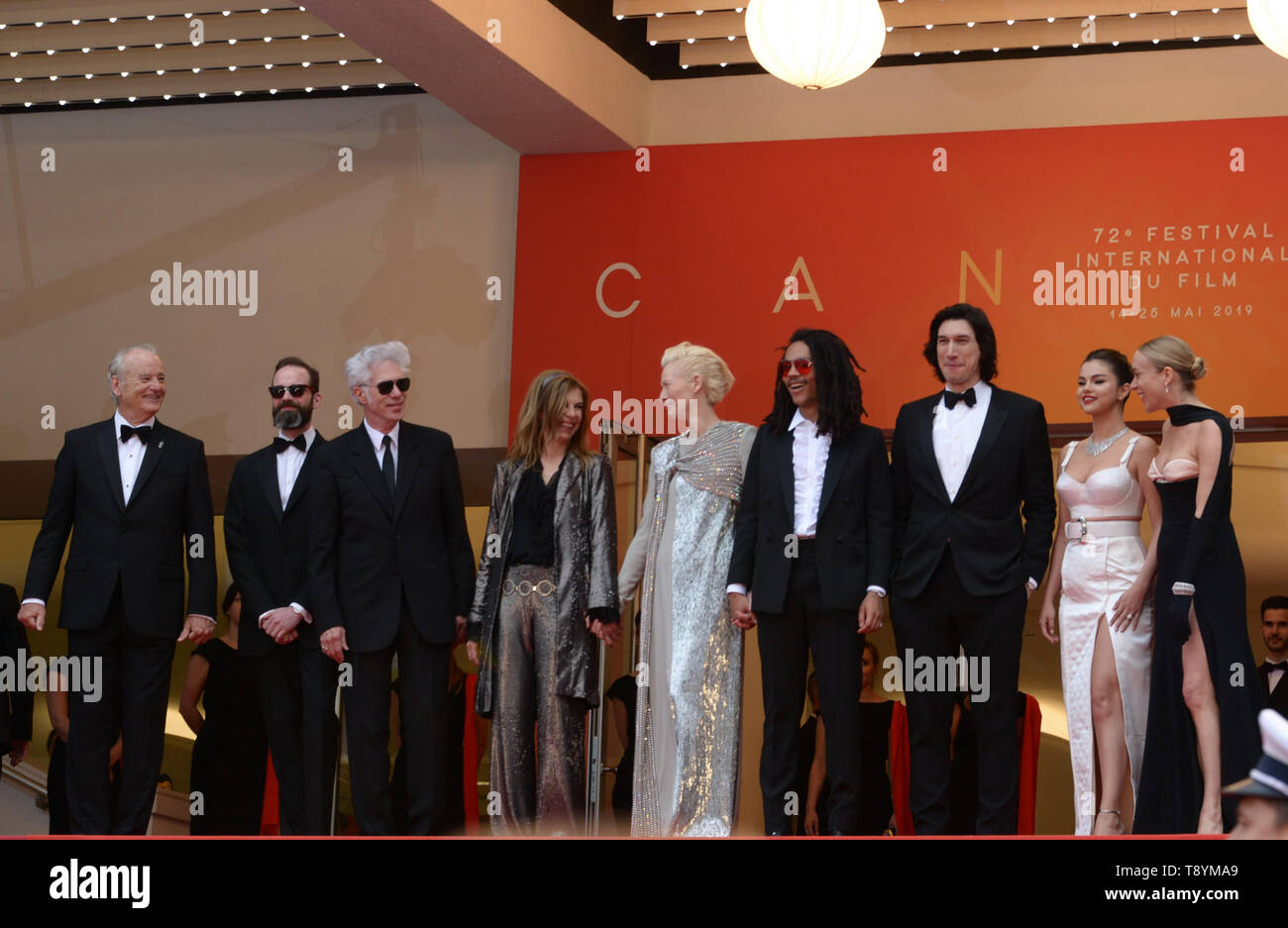 May 14, 2019 - Cannes, France - CANNES, FRANCE - MAY 14: (L-R) Bill Murray, guest, Director Jim Jarmusch, Sara Driver, Tilda Swinton, Luka Sabbat, Adam Driver, Selena Gomez and Chloe Sevigny attend the opening ceremony and screening of ''The Dead Don't Die'' during the 72nd annual Cannes Film Festival on May 14, 2019 in Cannes, France. (Credit Image: © Frederick InjimbertZUMA Wire) Stock Photo