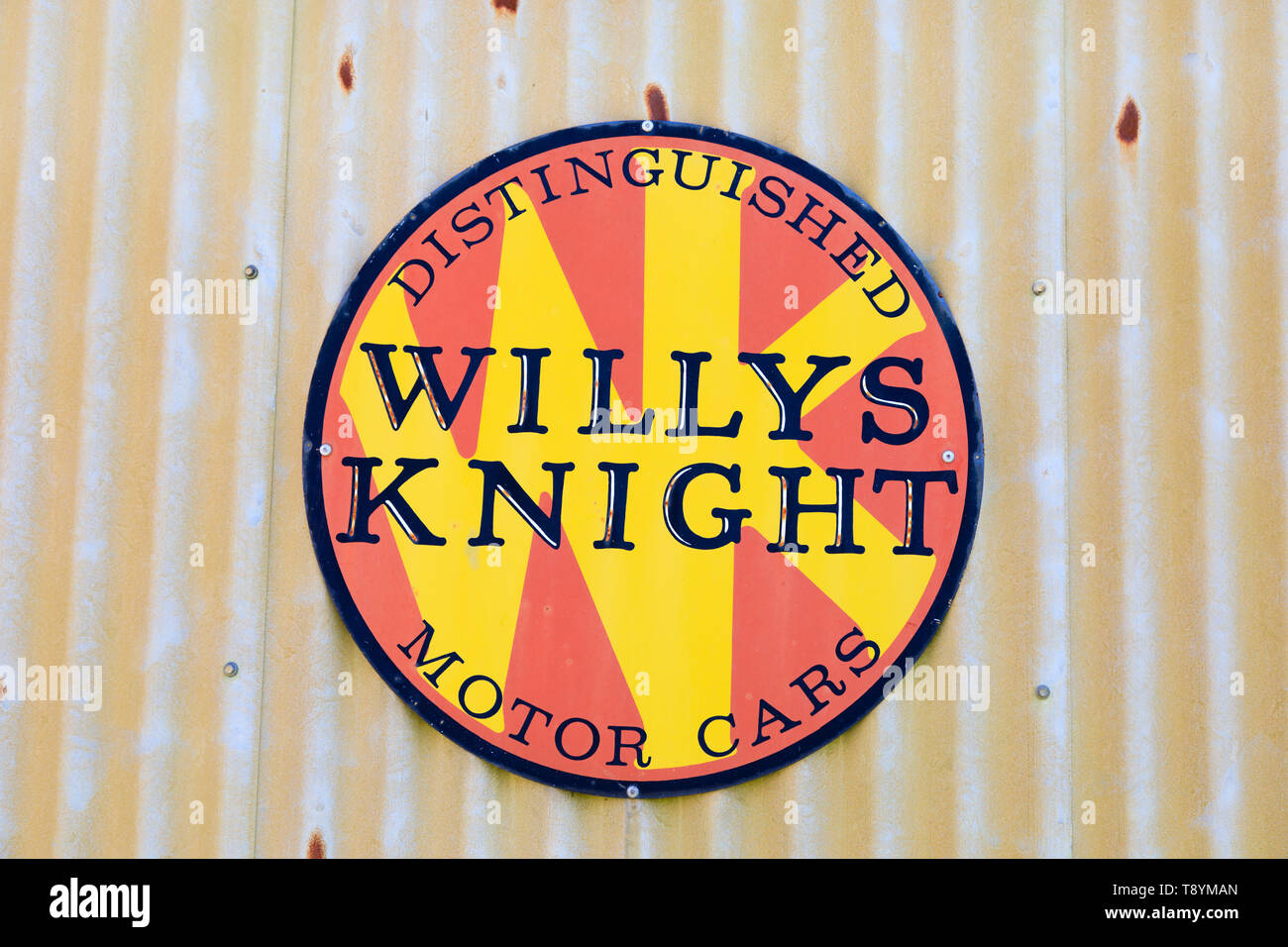 Reproduction vintage advertising sign for Willys Knight motor cars Stock Photo Alamy