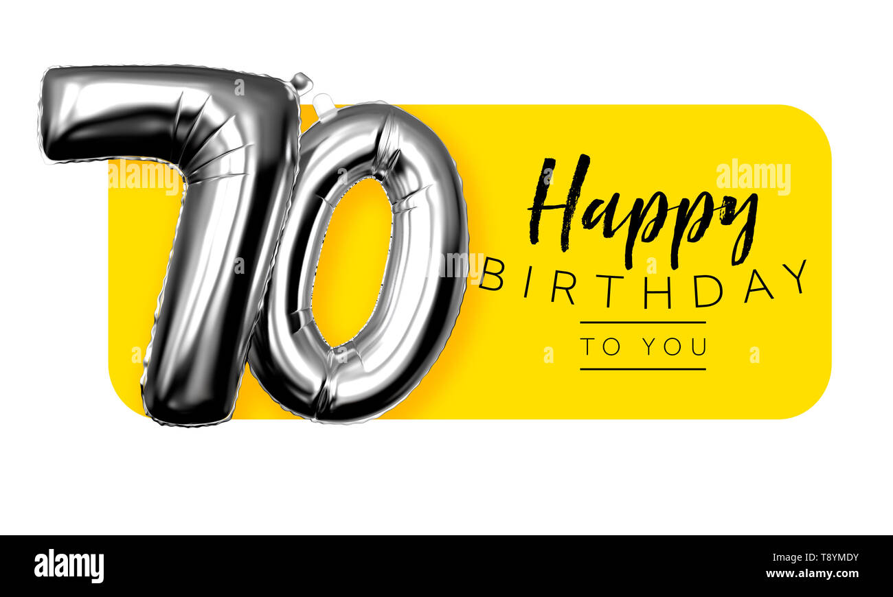 Happy 70th Birthday Yellow Greeting Background 3d Rendering Stock Photo Alamy