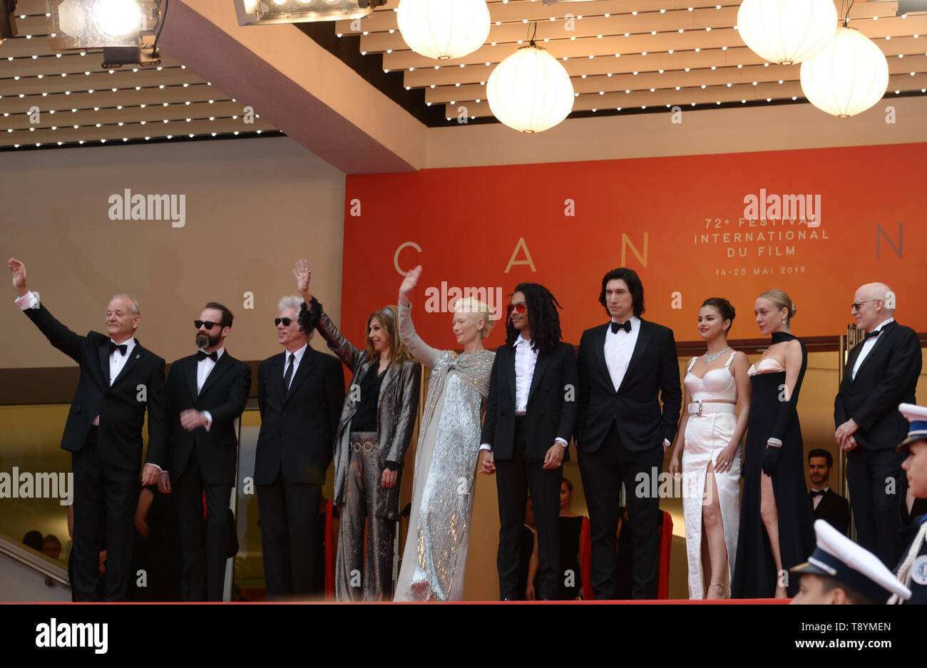 May 14, 2019 - Cannes, France - CANNES, FRANCE - MAY 14: (L-R) Bill Murray, guest, Director Jim Jarmusch, Sara Driver, Tilda Swinton, Luka Sabbat, Adam Driver, Selena Gomez and Chloe Sevigny attend the opening ceremony and screening of ''The Dead Don't Die'' during the 72nd annual Cannes Film Festival on May 14, 2019 in Cannes, France. (Credit Image: © Frederick InjimbertZUMA Wire) Stock Photo