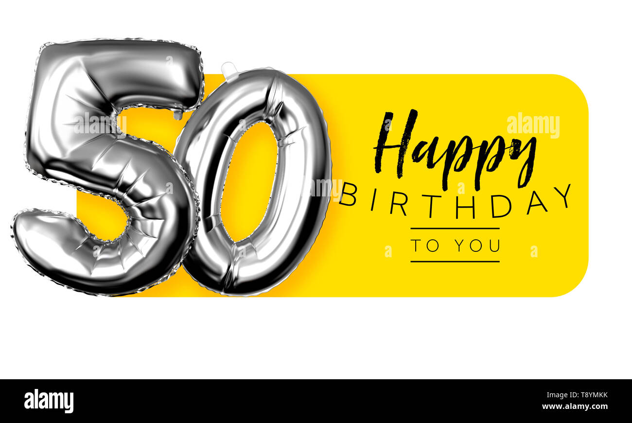 Happy 50th birthday yellow greeting background. 3D Rendering Stock Photo -  Alamy
