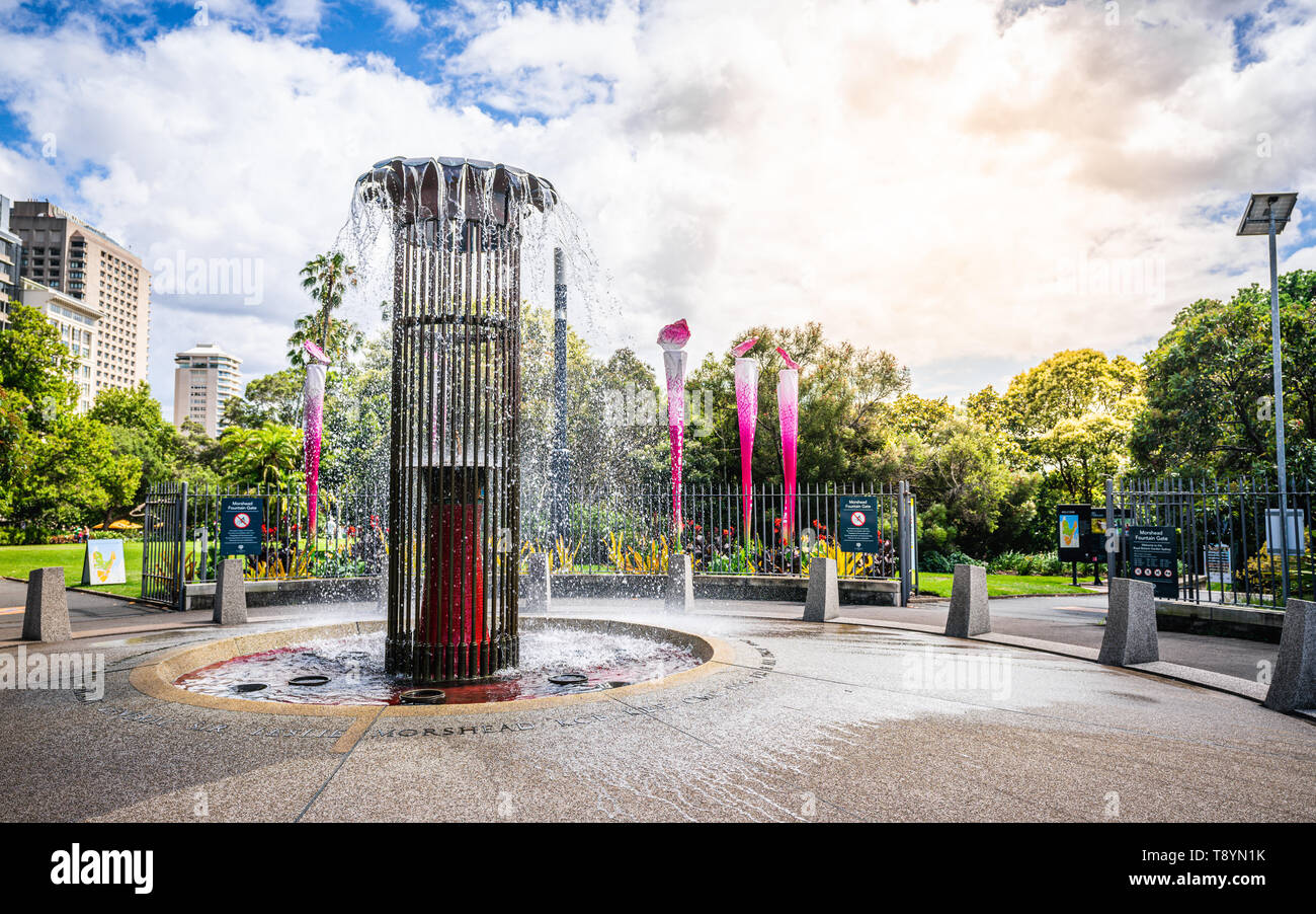 Sydney Australia, 22 December 2018 : Morshead fountain gate of the Royal botanic garden in Sydney NSW Australia Stock Photo