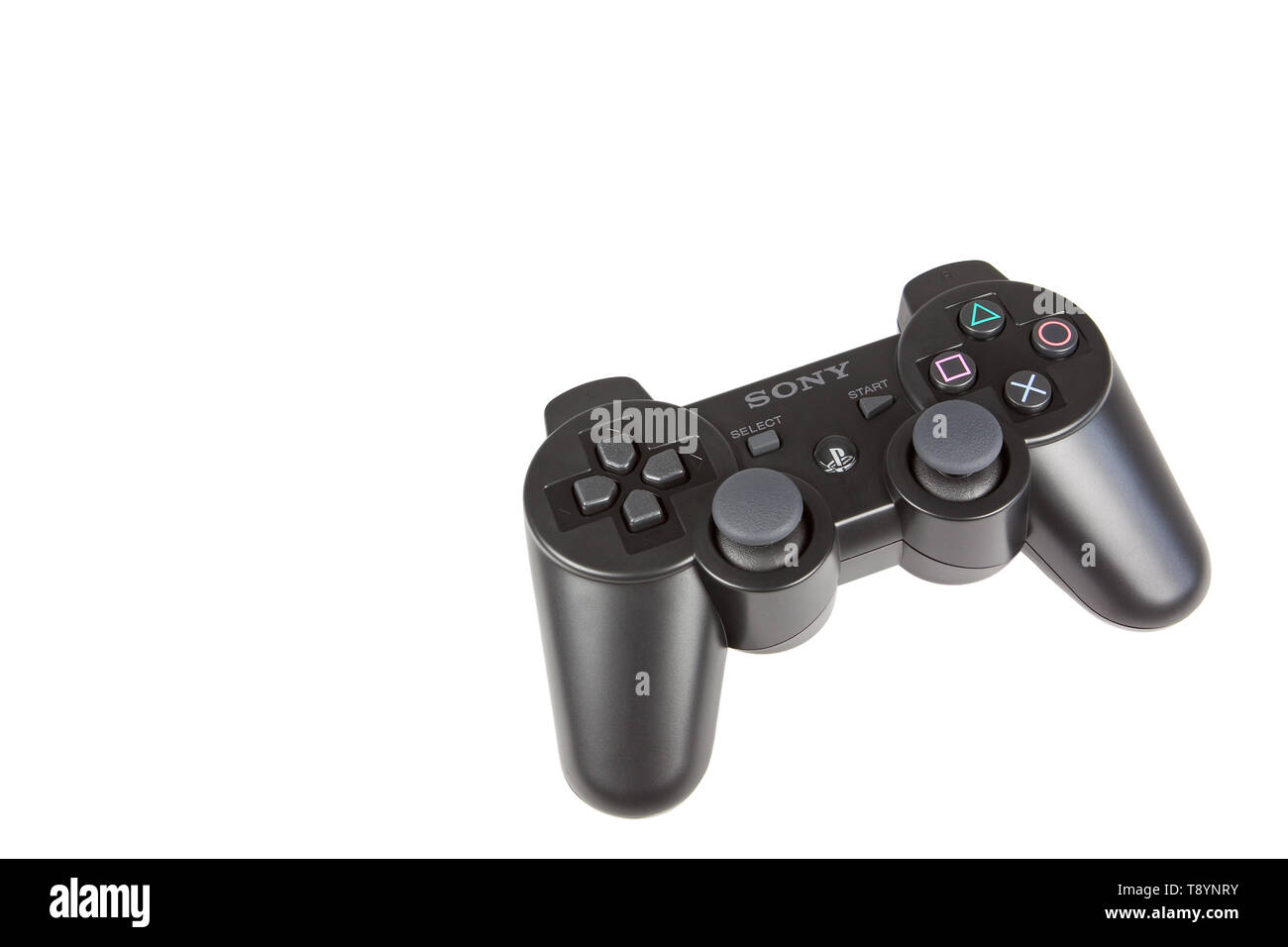 A Sony Playstation 3 PS3 games console controller. Stock Photo