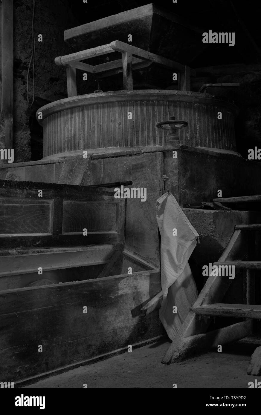 Water wheel flour mill Black and White Stock Photos & Images Alamy