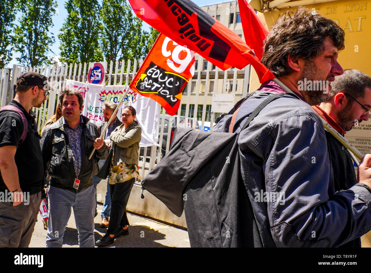 Disabled children educators protest against working conditions, Lyon, France Stock Photo