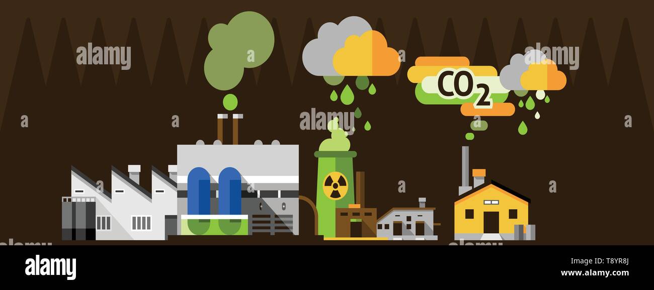 Environment And Pollution Banners Vector Illustrator Stock Vector