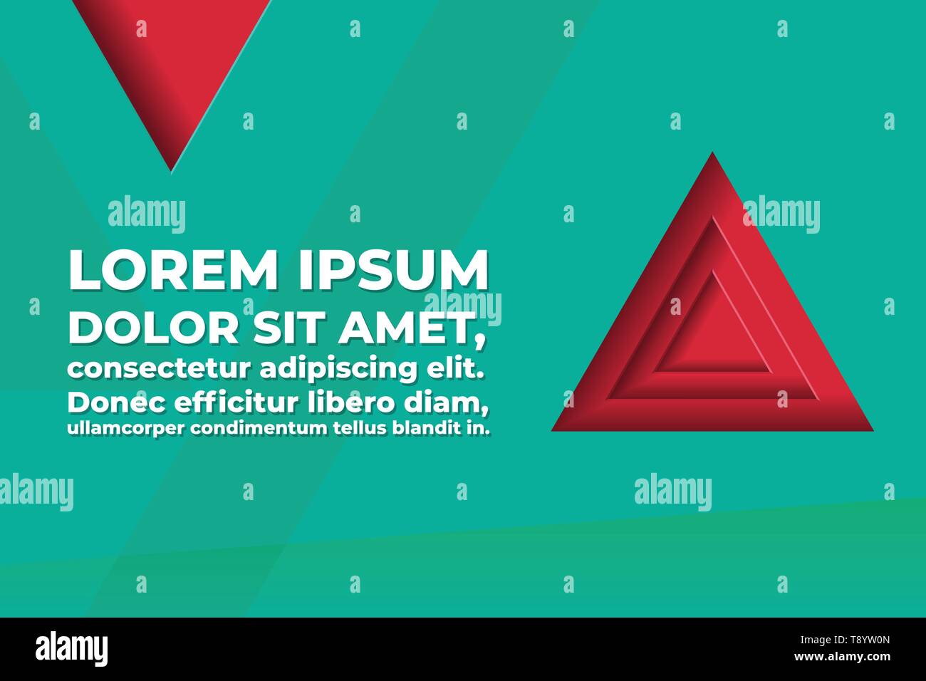 Abstract polygon vector background with triangle shape and text space - red and turquoise color Stock Vector