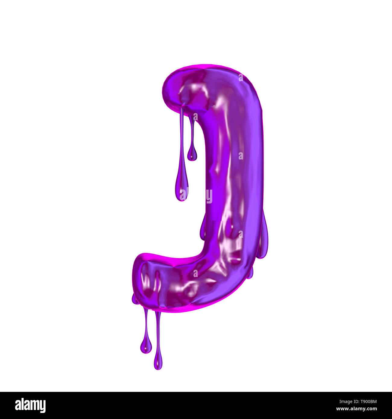 Purple dripping slime halloween capital letter J Stock Photo