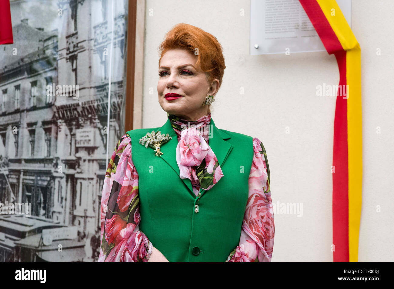 Georgette Mosbacher, Ambassador of the USA is seen during the ceremony. The unveiling of a plaque commemorating the twenty-eighth anniversary of the United States president Thomas Woodrow Wilson was held in Warsaw, Georgette Mosbacher, Ambassador of the United States of America and Rafa? Trzaskowski, Mayor of Warsaw took part in the event. Stock Photo