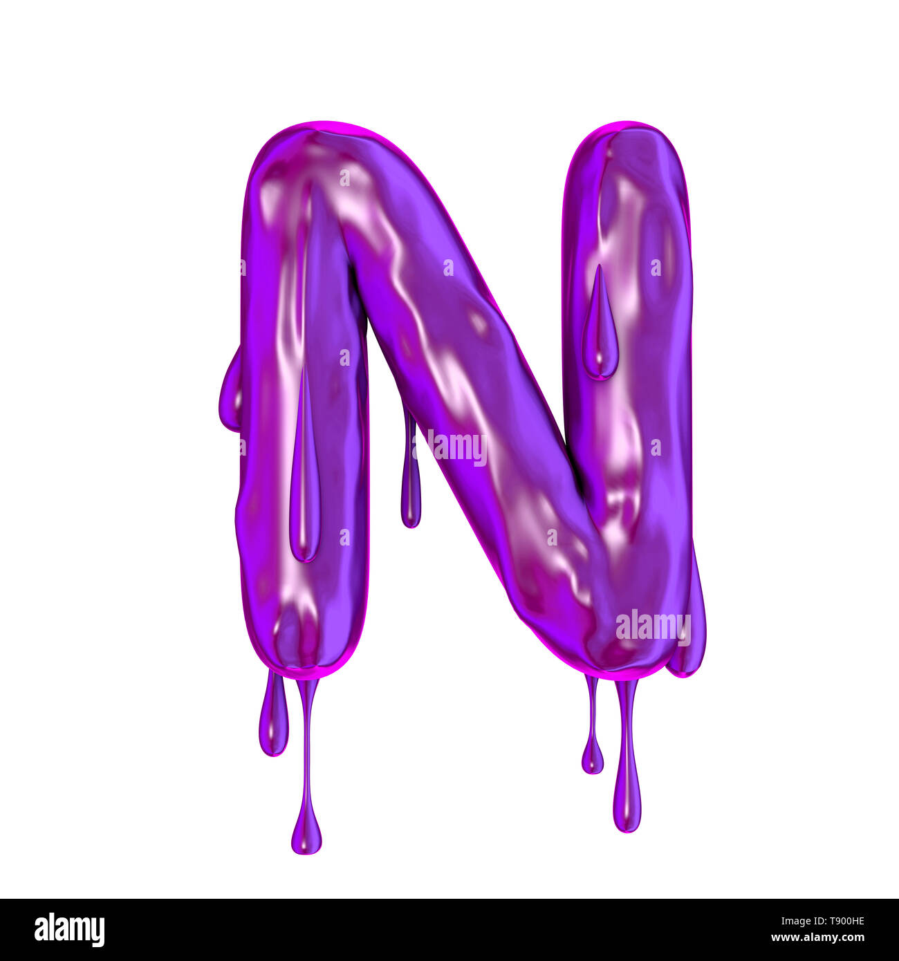 Purple dripping slime halloween capital letter N Stock Photo
