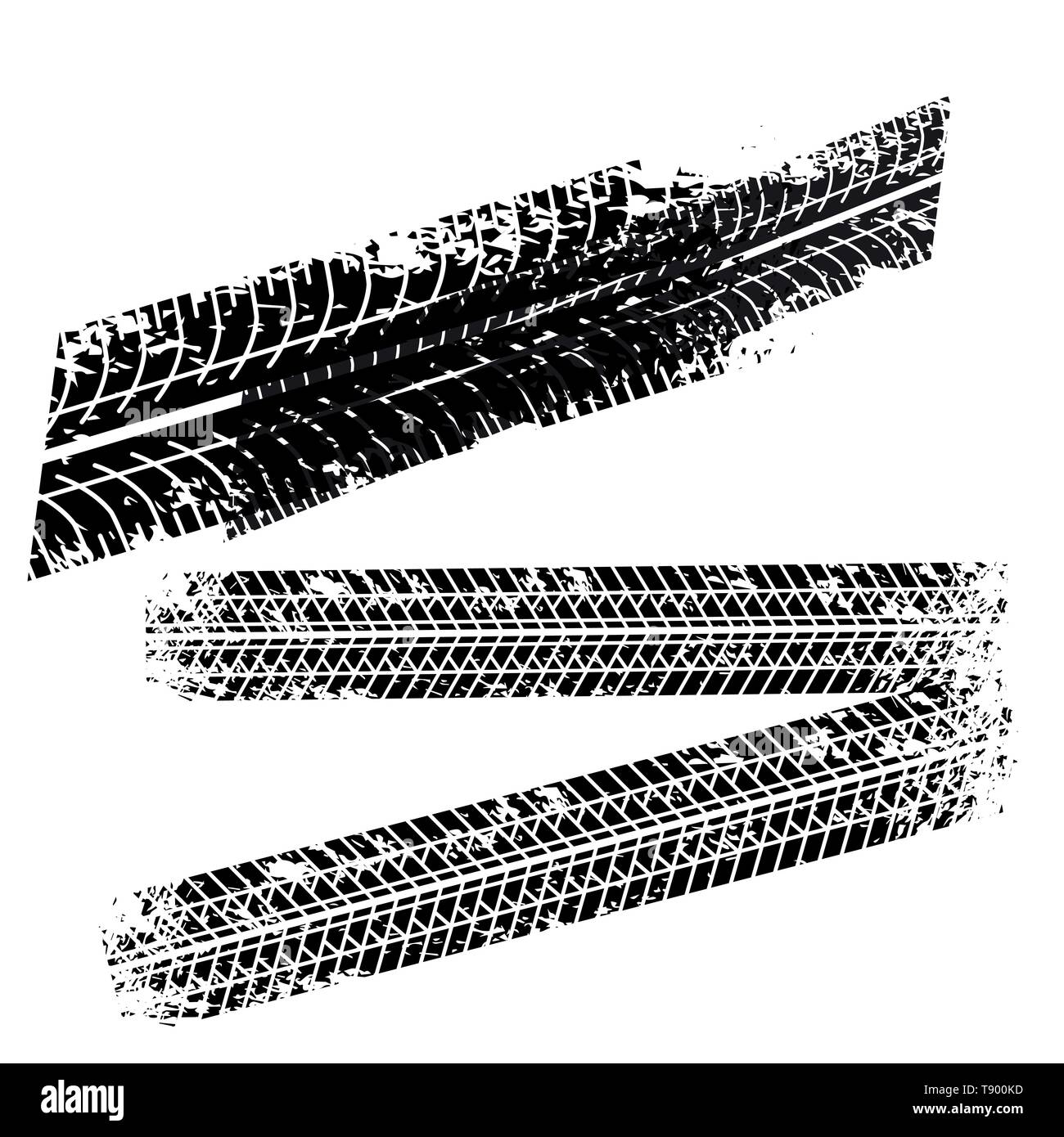 Grunge black tire track with background vector illustration Stock