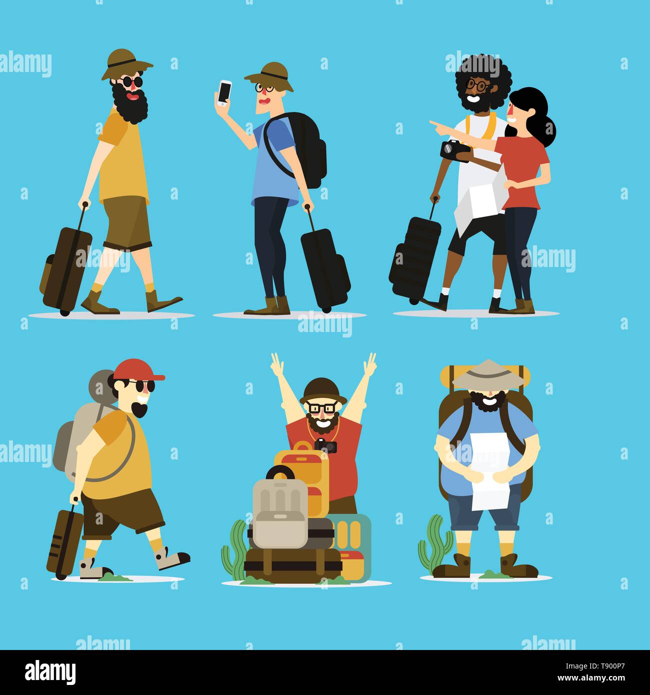Tourists Vector Flate Tourist collection Set Vector illustrator Stock Vector Image ...