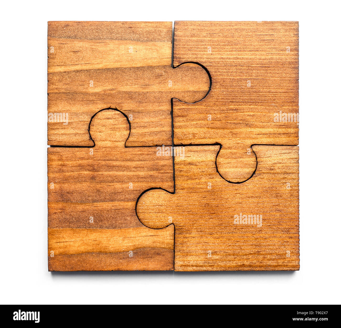 Pieces of wooden puzzle on white background Stock Photo - Alamy