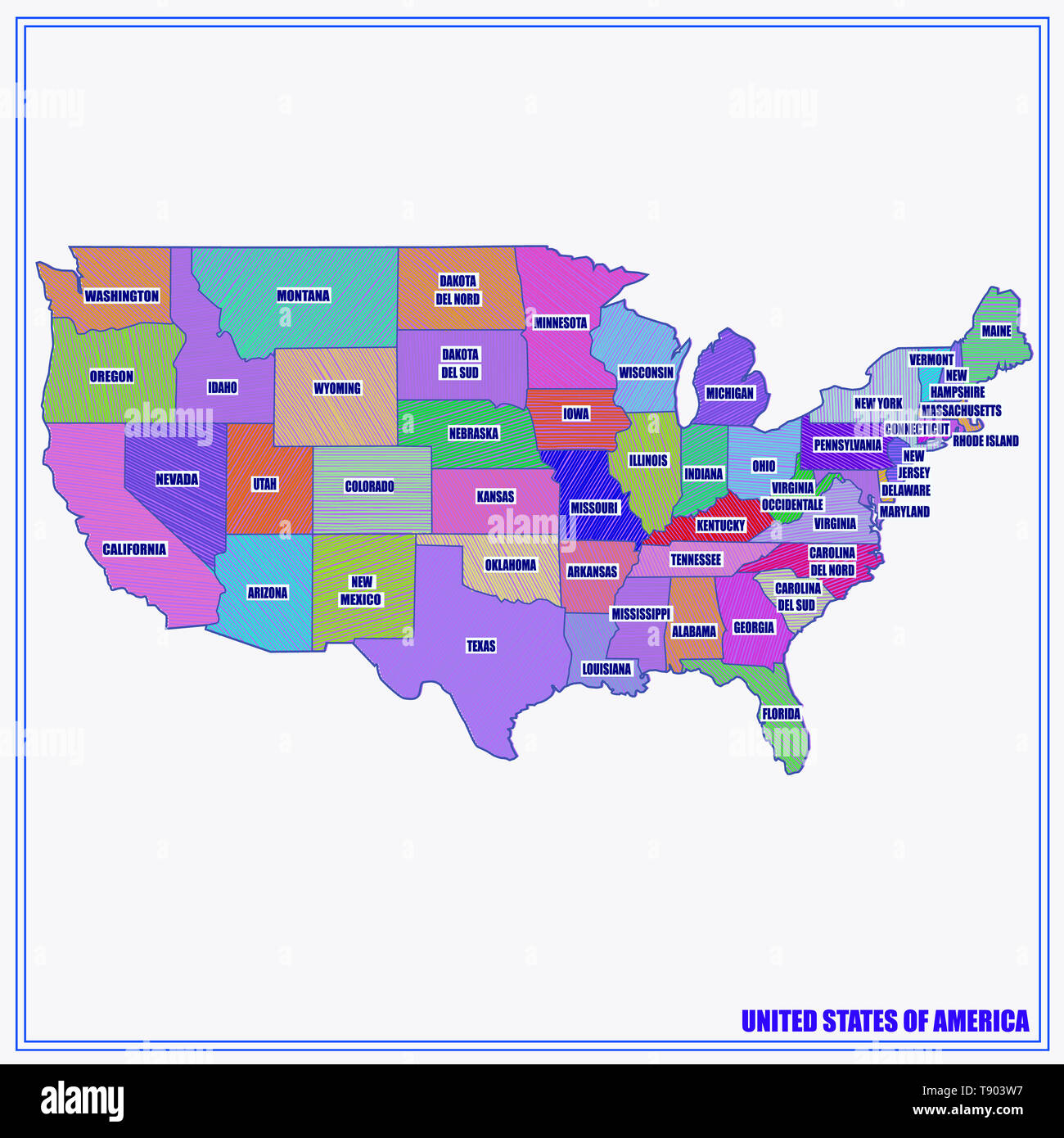 Bright illustration with map of United States of America. Happy America ...