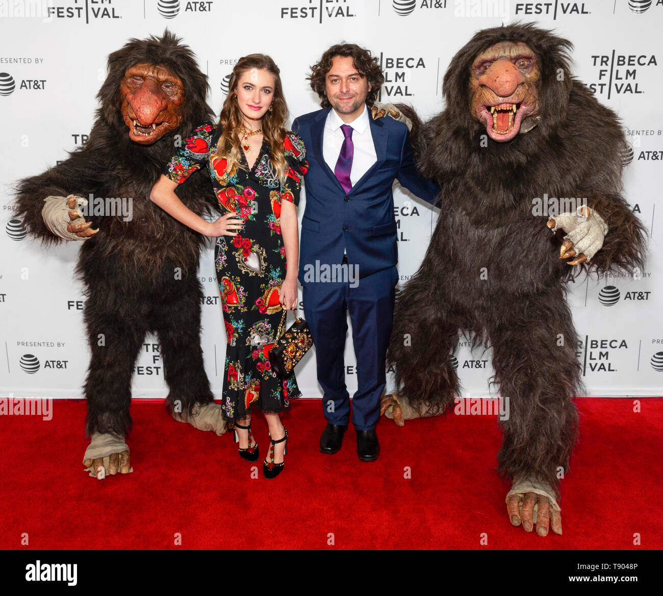 New York, NY - April 27, 2019: Nicole Elizabeth Berger, Mario Torres and Grumblers - Boomer and Morse attend the premiere of the 'The Place of No Word Stock Photo