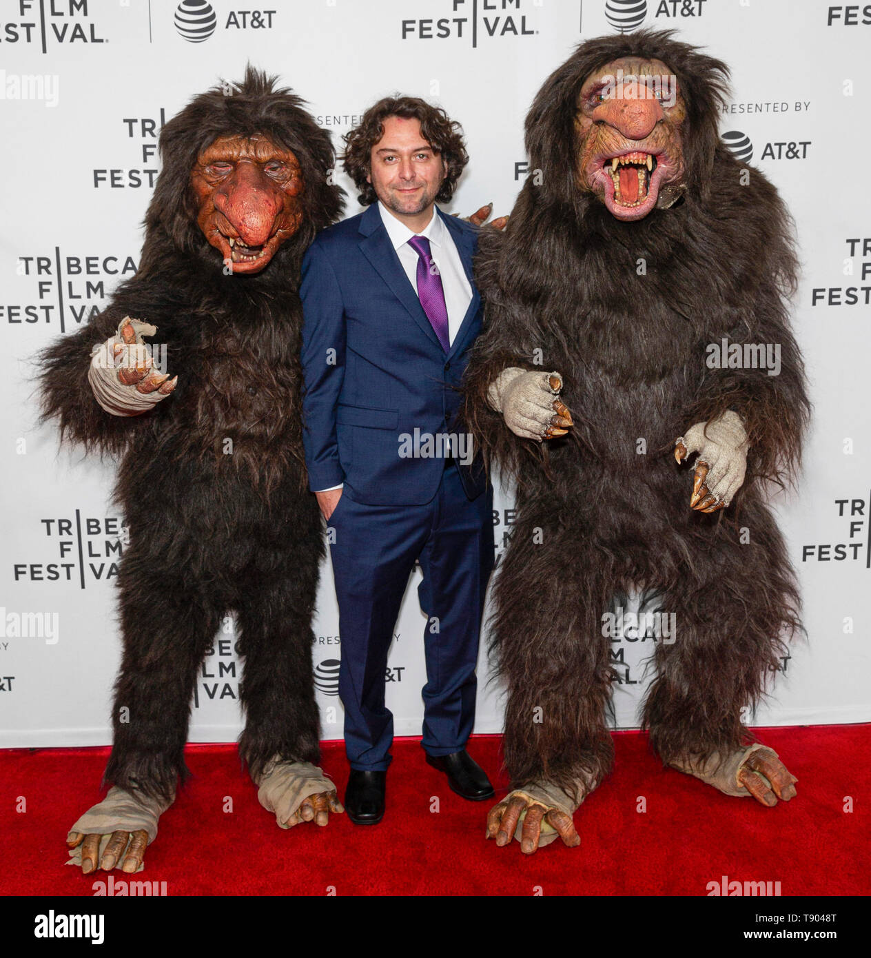 New York, NY - April 27, 2019: Mario Torres and Grumblers - Boomer and Morse attend the premiere of the 'The Place of No Words' during the 2019 Tribec Stock Photo