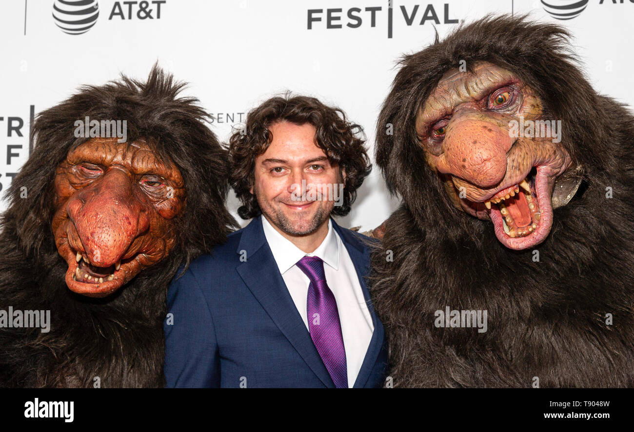 New York, NY - April 27, 2019: Mario Torres and Grumblers - Boomer and Morse attend the premiere of the 'The Place of No Words' during the 2019 Tribec Stock Photo