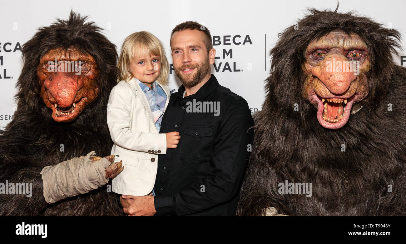 New York, NY - April 27, 2019: Grumblers - Boomer and Morse, Bodhi Palmer and Mark Webber attend the premiere of the 'The Place of No Words' during th Stock Photo
