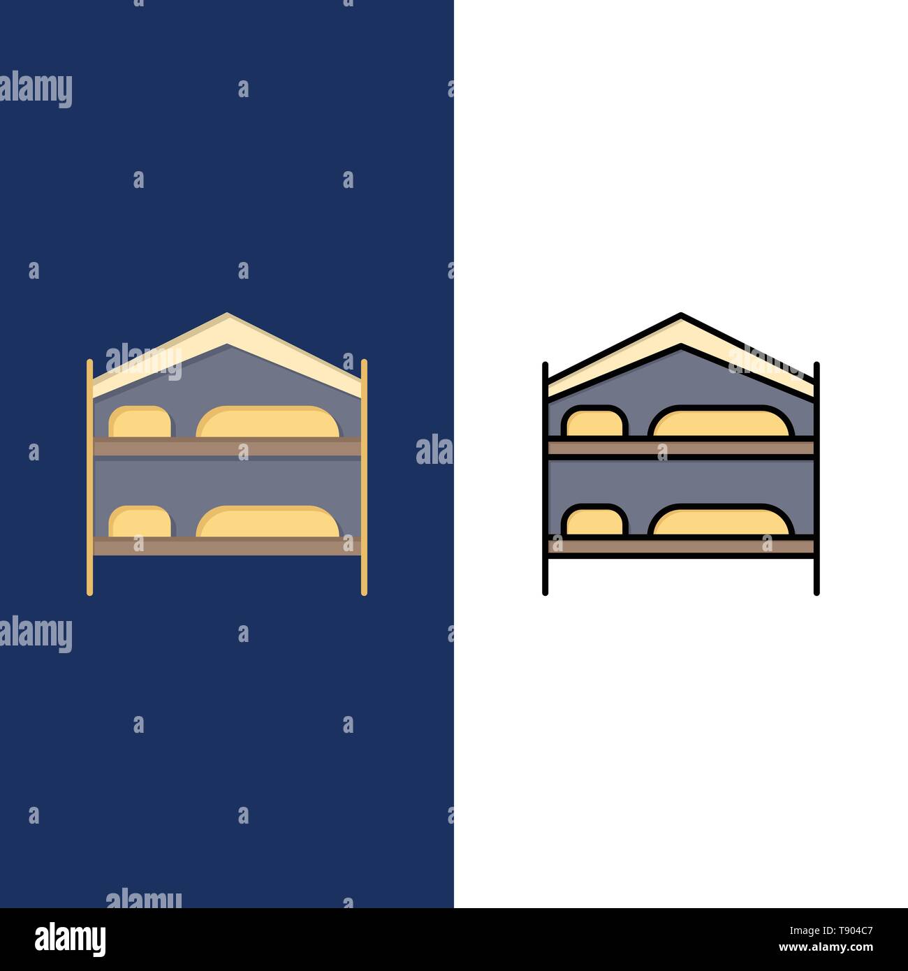 Bed, Bedroom, , Service, Hotel Icons. Flat and Line Filled Icon Set ...