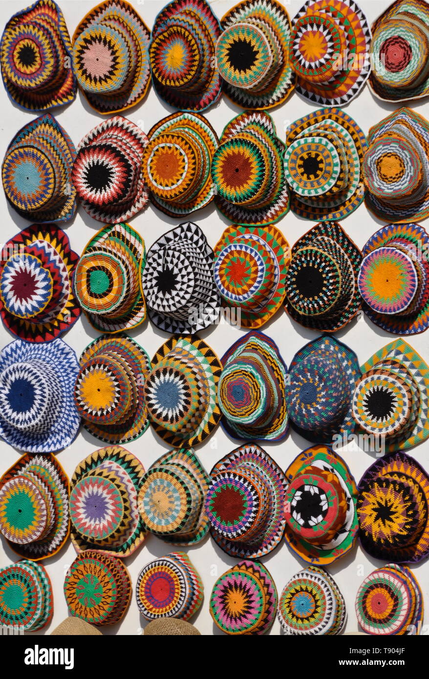Nubian hats for sale in Aswan, Egypt Stock Photo