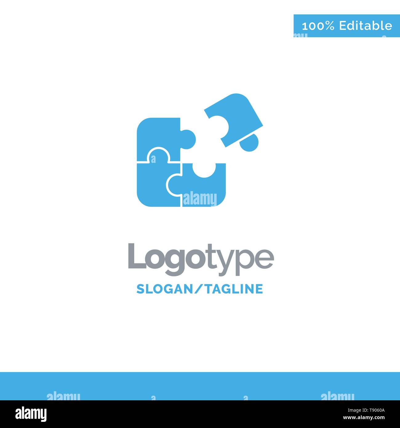 Puzzle, Business, Jigsaw, Match, Piece, Success Blue Solid Logo